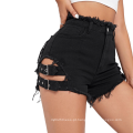 Senhoras Sexy Hole Plain Scrunch Butt Shorts